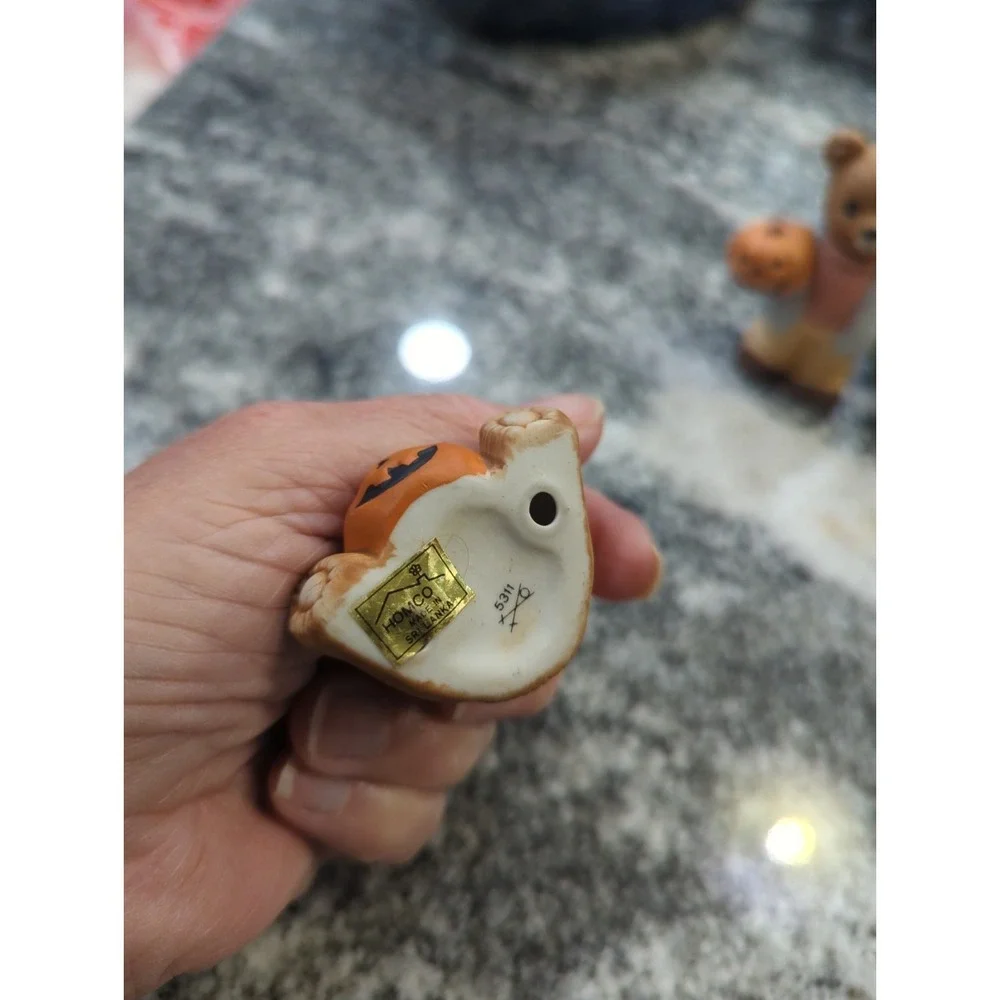 6 Vintage Homco Halloween Fall Mini Miniature Holiday Bears Ghost Pumpkin